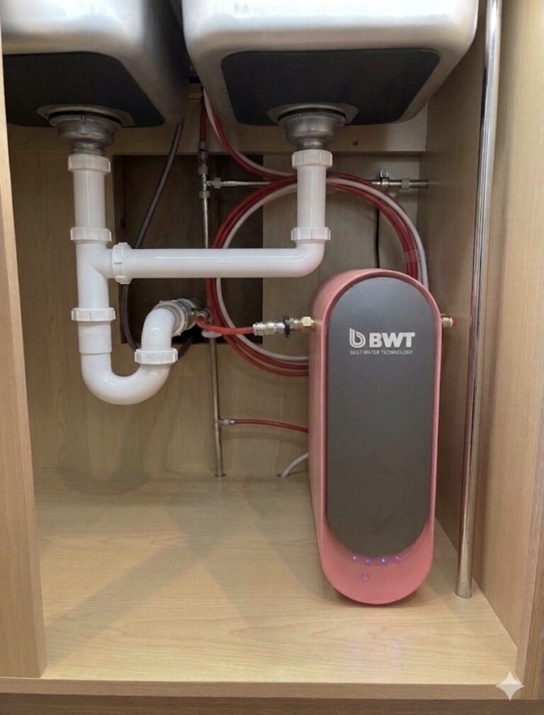 Osmoseur BWT installé sous un évier